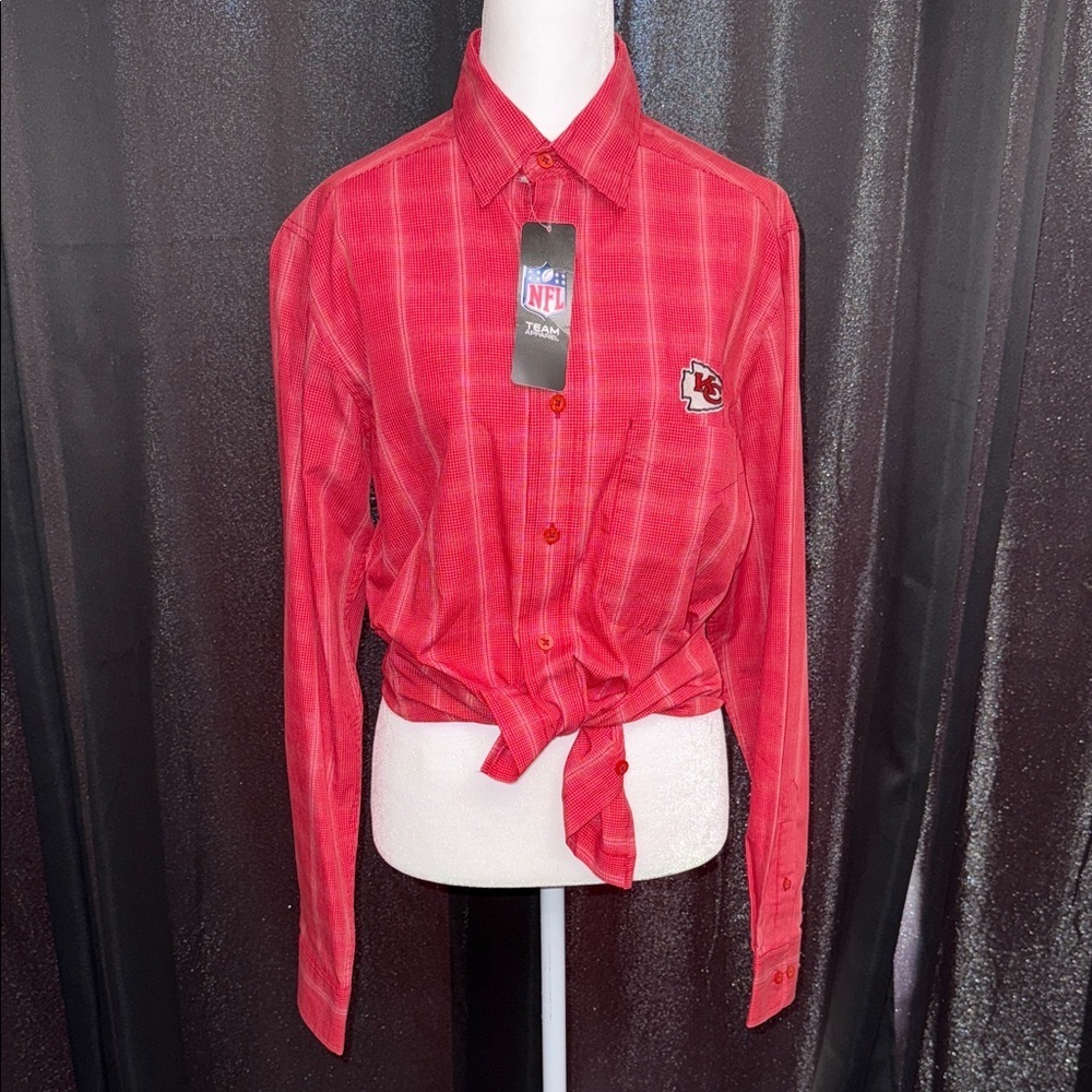 NFL KC Chiefs Red Plaid Shirt with Team Logo